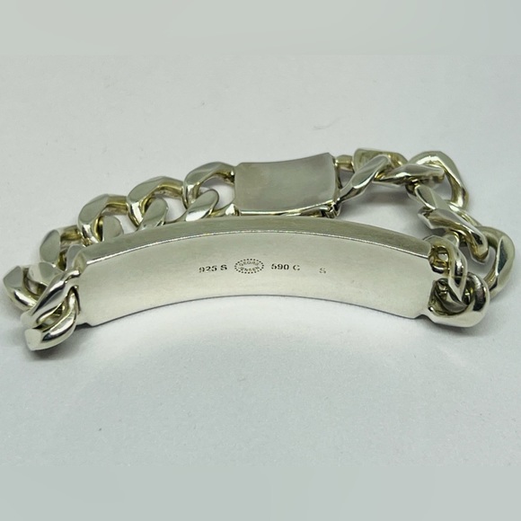 Georg Jensen Smithy Hammered Sterling Silver Link ID Tag Bracelet 590 C - Picture 6 of 12